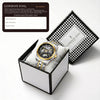 London Fog Richmond Collection Automatic Mechanical Skeleton Watch for Men – Two-Tone Silver & Gold Stainless Steel Bracelet, Black See-Through Dial, British Design Wristwatch - LFM10024-55