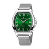 London Fog Notting Hill Collection Analog Watch for Men with Tonneau Green Dial, Roman Numeral Markers, Quartz Movement and Silver Stainless Steel Mesh Strap - LFM10012-44