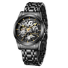 London Fog Richmond Collection Automatic Mechanical Skeleton Watch for Men – Black Stainless Steel Bracelet, Black See-Through Dial with Gold Accents, British Design Wristwatch - LFM10024-11