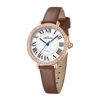 London Fog Analog Quartz Watch for Women with White Round Dial, Roman Numeral Hour Markers, Crystal-Studded Bezel and Brown Leather Strap - LFW20007-04