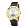 London Fog Analog-Digital Quartz Watch for Men with Silver Round Dial, Digital Day-Date and Time Display, Hands and Hour Markers and Black Leather Strap - LFM10022-02