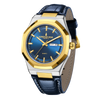 London Fog Analog Quartz Watch for Men with Blue Round Dial, Day-Date Display, Hands and Hour Markers and Blue Leather Strap - LFM10023-03