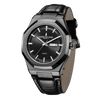 London Fog Analog Quartz Watch for Men with Black Round Dial, Day-Date Display, Hands and Hour Markers and Black Leather Strap - LFM10023-01