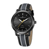 London Fog Collection Analog Watch for Men with Round Black Dial, Minimal Stick Markers, Quartz Movement and Black/Gray Leather Strap - LFM10013-01