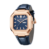 London Fog Analog Quartz Watch for Men with Blue Textured Square Dial, Day-Date Display, Luminous Hands and Hour Markers and Blue Leather Strap - LFM10019-04