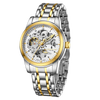 London Fog Richmond Collection Automatic Mechanical Skeleton Watch for Men – Two-Tone Silver & Gold Stainless Steel Bracelet, White See-Through Dial, British Design Wristwatch - LFM10024-33
