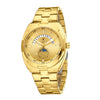 London Fog Analog Quartz Watch for Men with Gold Round Dial, Retrograde Date Display, 24-Hour Day-Night Indicator, Luminous Hands & Hour Markers and Gold Stainless Steel Bracelet - LFM10021-55