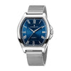 London Fog Notting Hill Collection Analog Watch for Men with Tonneau Blue Dial, Roman Numeral Markers, Quartz Movement and Silver Stainless Steel Mesh Strap - LFM10012-55