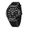 London Fog Analog Quartz Watch for Men with Black Textured Cushion-Shaped Dial, Date Display, 24-Hour Day-Night Indicator, Luminous Hands & Hour Markers and Black Silicone Strap - LFM10018-01