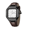 London Fog Analog Quartz Watch for Men with White Textured Square Dial, Day-Date Display, Luminous Hands and Hour Markers and Brown Leather Strap - LFM10019-03