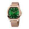 London Fog Notting Hill Collection Analog Watch for Men with Tonneau Green Dial, Roman Numeral Markers, Quartz Movement and Rose Gold Stainless Steel Mesh Strap - LFM10012-33