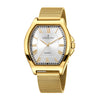 London Fog Notting Hill Collection Analog Watch for Men with Tonneau Silver Dial, Roman Numeral Markers, Quartz Movement and Gold Stainless Steel Mesh Strap - LFM10012-11