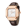 London Fog Analog Quartz Watch for Men with White Textured Square Dial, Day-Date Display, Luminous Hands and Hour Markers and Brown Leather Strap - LFM10019-02