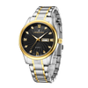 London Fog Analog Quartz Watch for Men with White Textured Round Dial, Day-Date Display, Roman Numeral and Crystal-Accent Hour Markers, Two-Tone Silver & Gold Stainless Steel Bracelet - LFM10017-22
