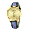 London Fog Collection Analog Watch for Men with Round Gold Dial, Minimal Stick Markers, Quartz Movement and Multicolor Leather Strap - LFM10013-04