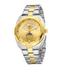London Fog Analog Quartz Watch for Men with Gold Round Dial, Retrograde Date Display, 24-Hour Day-Night Indicator, Luminous Hands & Hour Markers and Two-Tone Silver & Gold Stainless Steel Bracelet - LFM10021-22