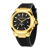 London Fog Analog Quartz Watch for Men with Black Textured Cushion-Shaped Dial, Date Display, 24-Hour Day-Night Indicator, Luminous Hands & Hour Markers and Black Silicone Strap - LFM10018-02