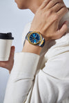 London Fog Analog Quartz Watch for Men with Blue Round Dial, Day-Date Display, Hands and Hour Markers and Blue Leather Strap - LFM10023-03