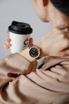 London Fog Analog Quartz Watch for Women with Black Round Dial, Roman Numeral Hour Markers, Crystal-Studded Bezel and Brown Leather Strap - LFW20007-05