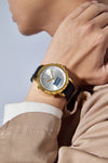 London Fog Analog-Digital Quartz Watch for Men with Silver Round Dial, Digital Day-Date and Time Display, Hands and Hour Markers and Black Leather Strap - LFM10022-02