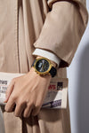 London Fog Analog-Digital Quartz Watch for Men with Black Round Dial, Digital Day-Date and Time Display, Hands and Hour Markers and Black Leather Strap - LFM10022-01