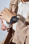 London Fog Richmond Collection Automatic Mechanical Skeleton Watch for Men – Black Stainless Steel Bracelet, Black See-Through Dial with Gold Accents, British Design Wristwatch - LFM10024-11