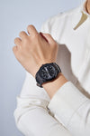 London Fog Analog Quartz Watch for Men with Black Round Dial, Day-Date Display, Hands and Hour Markers and Black Leather Strap - LFM10023-01