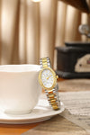 London Fog Queenhithe Collection Watch for Women with Oval Textured Dial, Crystal Studded Bezel and Stainless Steel Strap - LFW20003-33