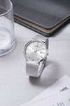 London Fog Surrey Collection Analog Watch for Men Textured Dial with Date Display, Stainless Steel Mesh Strap - LFM10006-11