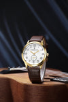 London Fog Brixton Collection Analog Quartz Watch for Men - Round Dial with Hands & Small Seconds, Textured Leather Strap & Water Resistant - LFM10011-04