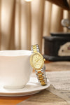 London Fog Queenhithe Collection Watch for Women with Oval Textured Dial, Crystal Studded Bezel and Stainless Steel Strap - LFW20003-22
