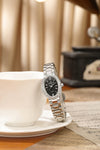 London Fog Queenhithe Collection Watch for Women with Oval Textured Dial, Crystal Studded Bezel and Stainless Steel Strap - LFW20003-11