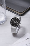 London Fog Surrey Collection Analog Watch for Men Textured Dial with Date Display, Stainless Steel Mesh Strap - LFM10006-22