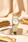 London Fog Salisbury Collection Watch for Women with Geometric Patterned Dial, Crystal Hour Markers and Stainless Steel Strap - LFW20001-11