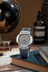 London Fog Analog Quartz Watch for Men with Grey Textured Cushion-Shaped Dial, Date Display, 24-Hour Day-Night Indicator, Luminous Hands & Hour Markers and Grey Silicone Strap - LFM10018-04
