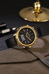 London Fog Analog-Digital Quartz Watch for Men with Black Round Dial, Digital Day-Date and Time Display, Hands and Hour Markers and Black Leather Strap - LFM10022-01