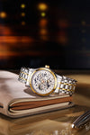 London Fog Richmond Collection Automatic Mechanical Skeleton Watch for Men – Two-Tone Silver & Gold Stainless Steel Bracelet, White See-Through Dial, British Design Wristwatch - LFM10024-33