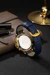 London Fog Analog-Digital Quartz Watch for Men with Blue Round Dial, Digital Day-Date and Time Display, Hands and Hour Markers and Blue Leather Strap - LFM10022-03