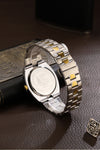 London Fog Analog Quartz Watch for Men with Silver Round Dial, Retrograde Date Display, 24-Hour Day-Night Indicator, Luminous Hands & Hour Markers and Two-Tone Silver & Gold Stainless Steel Bracelet - LFM10021-44