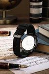 London Fog Analog Quartz Watch for Men with Black Textured Cushion-Shaped Dial, Date Display, 24-Hour Day-Night Indicator, Luminous Hands & Hour Markers and Black Silicone Strap - LFM10018-01