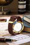 London Fog Analog Quartz Watch for Men with White Textured Cushion-Shaped Dial, Date Display, 24-Hour Day-Night Indicator, Luminous Hands & Hour Markers and Brown Silicone Strap - LFM10018-05