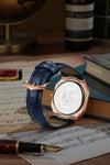 London Fog Analog Quartz Watch for Men with Blue Textured Square Dial, Day-Date Display, Luminous Hands and Hour Markers and Blue Leather Strap - LFM10019-04