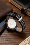 London Fog Collection Analog Watch for Men with Round Green Dial, Minimal Stick Markers, Quartz Movement and Grey/Black Leather Strap - LFM10013-03