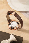 London Fog Analog Quartz Watch for Women with White Round Dial, Roman Numeral Hour Markers, Crystal-Studded Bezel and Brown Leather Strap - LFW20007-04