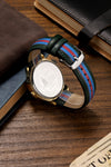 London Fog Collection Analog Watch for Men with Round Gold Dial, Minimal Stick Markers, Quartz Movement and Multicolor Leather Strap - LFM10013-04
