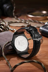 London Fog Analog Quartz Watch for Men with Black Round Dial, Day-Date Display, Hands and Hour Markers and Black Leather Strap - LFM10023-01