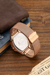 London Fog Notting Hill Collection Analog Watch for Men with Tonneau Green Dial, Roman Numeral Markers, Quartz Movement and Rose Gold Stainless Steel Mesh Strap - LFM10012-33