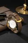 London Fog Analog-Digital Quartz Watch for Men with Gold Round Dial, Digital Day-Date and Time Display, Hands and Hour Markers and Brown Leather Strap - LFM10022-05