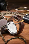 London Fog Analog Quartz Watch for Men with Silver Round Dial, Day-Date Display, Hands and Hour Markers and Brown Leather Strap - LFM10023-05