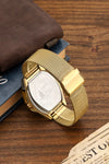 London Fog Notting Hill Collection Analog Watch for Men with Tonneau Silver Dial, Roman Numeral Markers, Quartz Movement and Gold Stainless Steel Mesh Strap - LFM10012-11